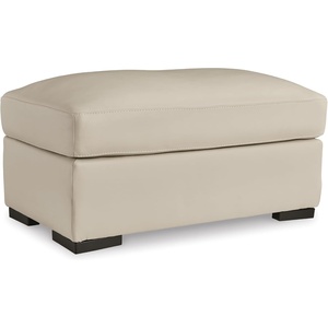 image:imageSignature Design by Ashley Treasure Trove Contemporary Leather Match Rectangular Ottoman for Living Room Beige