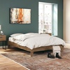 image:imageSignature Design by Ashley Calverson MidCentury Modern King Platform Bed Foundation or Box Spring Not Needed Engineered Wood MDFParticleboardPlywood and Decorative Laminate Dark BrownHoney Brown