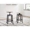 image:imageSignature Design by Ashley Karisslyn Farmhouse Swivel 2725 Adjustable Height Stool Set of 2 Whitewash amp BlackNatural