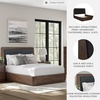 image:imageSignature Design by Ashley Kendamor Modern Canopy Bed with Upholstered Headboard and USB Charging Ports Foundation or Box Spring Needed Queen Dark BrownQueen Upholstered Panel Bed