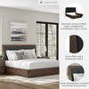 image:imageSignature Design by Ashley Kendamor Modern Canopy Bed with Upholstered Headboard and USB Charging Ports Foundation or Box Spring Needed Queen Dark BrownKing Upholstered Panel Bed