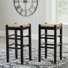 image:imageSignature Design by Ashley Mirimyn Farmhouse 295 Bar Height Bar Stool with Woven Wicker Seats 2 Count Green amp Light BrownBlack  Light Brown