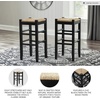 image:imageSignature Design by Ashley Mirimyn Farmhouse 295 Bar Height Bar Stool with Woven Wicker Seats 2 Count Green amp Light BrownBlack  Light Brown