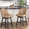 image:imageSignature Design by Ashley Neymorton Transitional 2413 Counter Height Faux Leather Upholstered Bar Stool with Footrest Set of 2 Dark Grayish Brown amp Black
