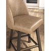image:imageSignature Design by Ashley Neymorton Transitional 2413 Counter Height Faux Leather Upholstered Bar Stool with Footrest Set of 2 Dark Grayish Brown amp Black