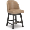 image:imageSignature Design by Ashley Neymorton Transitional 2413 Counter Height Faux Leather Upholstered Bar Stool with Footrest Set of 2 Dark Grayish Brown amp Black