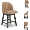image:imageSignature Design by Ashley Neymorton Transitional 2413 Counter Height Faux Leather Upholstered Bar Stool with Footrest Set of 2 Dark Grayish Brown amp Black