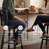 image:imageSignature Design by Ashley Tallenger 25 Upholstered Swivel Counter Height Barstool 2 Count Light GrayDark Brown  Black
