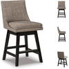 image:imageSignature Design by Ashley Tallenger 25 Upholstered Swivel Counter Height Barstool 2 Count Light GrayLight Gray  Black