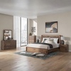 image:imageSignature Design by Ashley Walnut Queen Panel Bed Frame with LED LightDresser and Mirror