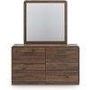 image:imageSignature Design by Ashley Walnut Queen Panel Bed Frame with LED LightDresser and Mirror