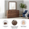 image:imageSignature Design by Ashley Walnut Queen Panel Bed Frame with LED LightDresser and Mirror