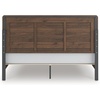 image:imageSignature Design by Ashley Walnut Queen Panel Bed Frame with LED LightKing Panel Bed
