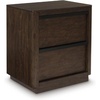 image:imageSignature Design by Ashley Kendamor Modern Canopy Bed with Upholstered Headboard and USB Charging Ports Foundation or Box Spring Needed Queen Dark BrownTwo Drawer Nightstand