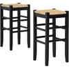 image:imageSignature Design by Ashley Mirimyn Casual 295 Bar Height Bar Stool with 8 Stretchers Set of 2 Black amp Light BrownBlack  Light Brown
