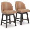 image:imageSignature Design by Ashley Neymorton Transitional 2413 Counter Height Faux Leather Upholstered Bar Stool with Footrest Set of 2 Dark Grayish Brown amp Black