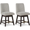 image:imageSignature Design by Ashley Tallenger 25 Upholstered Swivel Counter Height Barstool 2 Count Light GrayBeige  Dark Brown