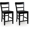 image:imageSignature Design by Ashley Wood Counter Height Barstools Black Set of 2