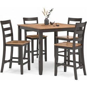 image:imageSignature Design by Ashley 5Piece Square Counter Height Dining Set GrayLight Brown  Dark Brown