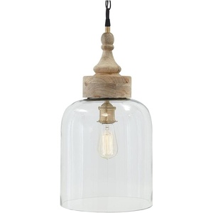 image:imageSignature Design by Ashley Faiz Rustic 205 Natural Wood amp Glass Pendant Light Brown amp Clear