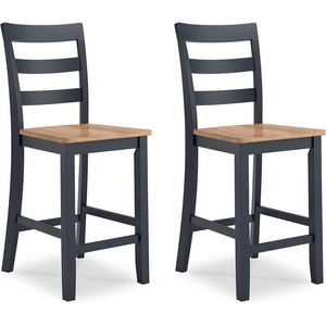 image:imageSignature Design by Ashley Gesthaven Counter Height Barstools Set of 2Light Brown  Blue