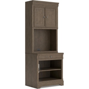 image:imageSignature Design by Ashley Janismore Transitional Bookcase with Storage Cable Management and LED Light Weathered GrayWeathered Gray