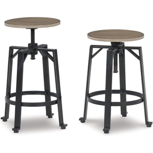image:imageSignature Design by Ashley Karisslyn Farmhouse Swivel 2725 Adjustable Height Stool Set of 2 Whitewash amp BlackNatural