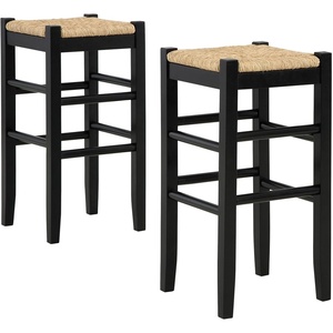 image:imageSignature Design by Ashley Mirimyn Farmhouse 295 Bar Height Bar Stool with Woven Wicker Seats 2 Count Green amp Light BrownBlack  Light Brown