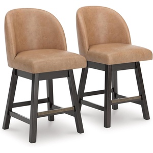 image:imageSignature Design by Ashley Neymorton Transitional 2413 Counter Height Faux Leather Upholstered Bar Stool with Footrest Set of 2 Dark Grayish Brown amp Black