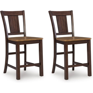 image:imageSignature Design by Ashley Sharlander Rustic Solid Wood 25 Counter Height Bar Stool Set of 2 Light Brown amp Dark Brown