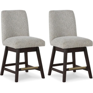 image:imageSignature Design by Ashley Tallenger 25 Upholstered Swivel Counter Height Barstool 2 Count Light GrayBeige  Dark Brown