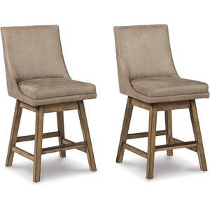 image:imageSignature Design by Ashley Tallenger 25 Upholstered Swivel Counter Height Barstool 2 Count Light GrayBeige
