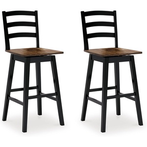 image:imageSignature Design by Ashley Tallenger 25 Upholstered Swivel Counter Height Barstool 2 Count Light GrayDark Brown  Black