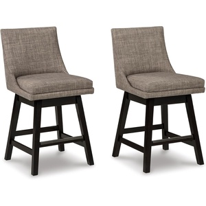 image:imageSignature Design by Ashley Tallenger 25 Upholstered Swivel Counter Height Barstool 2 Count Light GrayLight Gray  Black