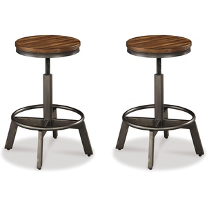 image:imageSignature Design by Ashley Torjin Industrial Adjustable Height Counter Barstool 2 Count White amp BlackBrown
