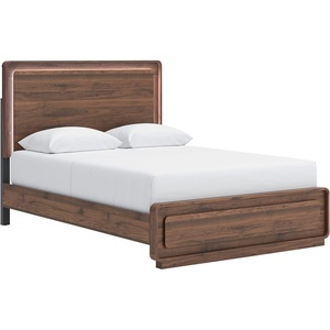 image:imageSignature Design by Ashley Walnut Queen Panel Bed Frame with LED LightQueen Panel Bed
