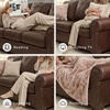 image:imageSignature Design by Ashley 92in Classic Leather Sofa Couch Dark Brown