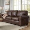 image:imageSignature Design by Ashley 92in Classic Leather Sofa Couch Dark Brown