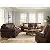 image:imageSignature Design by Ashley 92in Classic Leather Sofa Couch Dark Brown