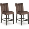 image:imageSignature Design by Ashley Zendalia Velvet Counter Height Barstool 2PackUpholsered Brown