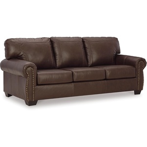 image:imageSignature Design by Ashley 92in Classic Leather Sofa Couch Dark Brown