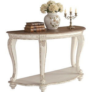 image:imageSignature Design by Ashley Realyn French Country SemiCircle Console Table White amp BrownWhitewash