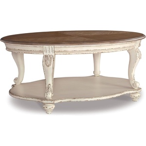 image:imageSignature Design by Ashley Realyn Oval Coffee Table WhiteBrownWhitewash