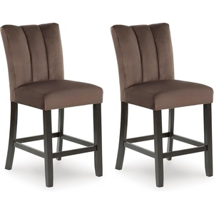 image:imageSignature Design by Ashley Zendalia Velvet Counter Height Barstool 2PackUpholsered Brown