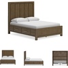 image:imageSignature Design by Ashley Cabalynn King Size Upholstered Bed Frame BeigeQueen Panel Bed with Storage
