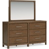 image:imageSignature Design by Ashley Cabalynn King Size Upholstered Bed Frame BeigeDresser and Mirror