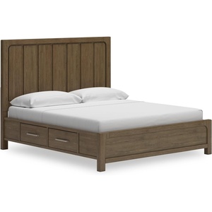 image:imageSignature Design by Ashley Cabalynn King Size Upholstered Bed Frame BeigeKing Panel Bed with Storage