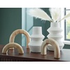 image:imageSignature Design by Ashley Maddwarth Minimalist Indoor Distressed Metal Vase and Wood Sculpture Accessory Set with Wide Mouth Set of 5 White amp Light Brown