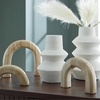 image:imageSignature Design by Ashley Maddwarth Minimalist Indoor Distressed Metal Vase and Wood Sculpture Accessory Set with Wide Mouth Set of 5 White amp Light Brown