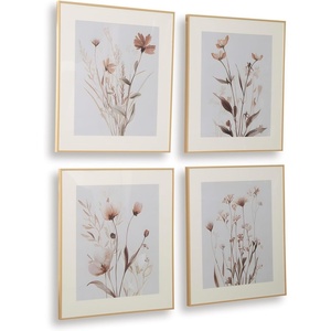 image:imageSignature Design by Ashley Chettings Cottage Framed Floral Wall Art 23 x 27 Inches Set of 4 Gray amp Pink